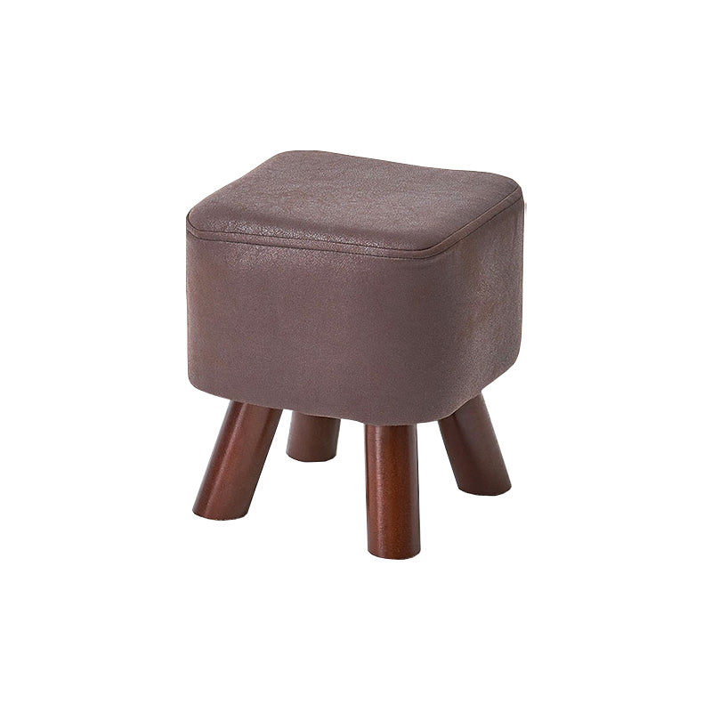 Mid-Century Modern Pouf Ottoman PU Leather Upholstered Solid Color Square Ottoman