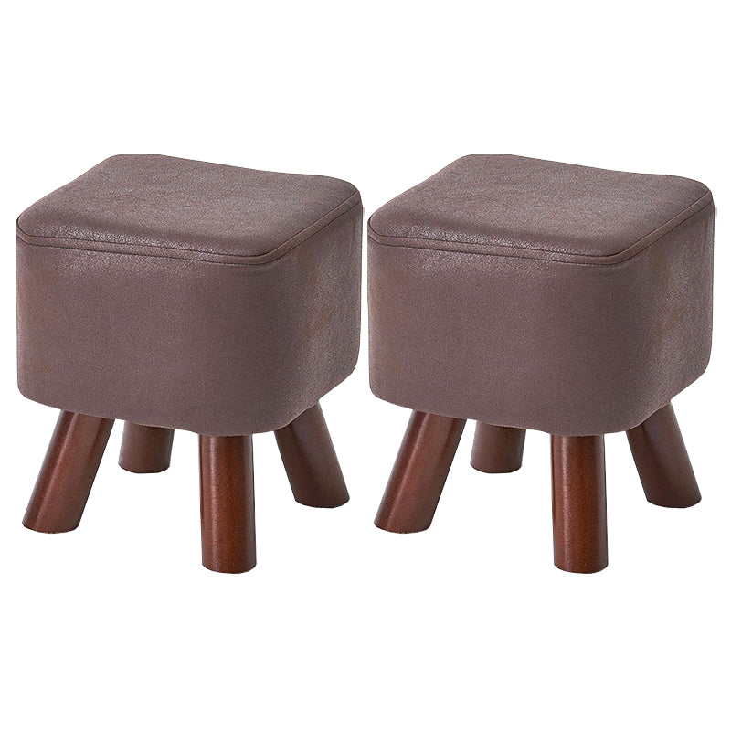 Mid-Century Modern Pouf Ottoman PU Leather Upholstered Solid Color Square Ottoman