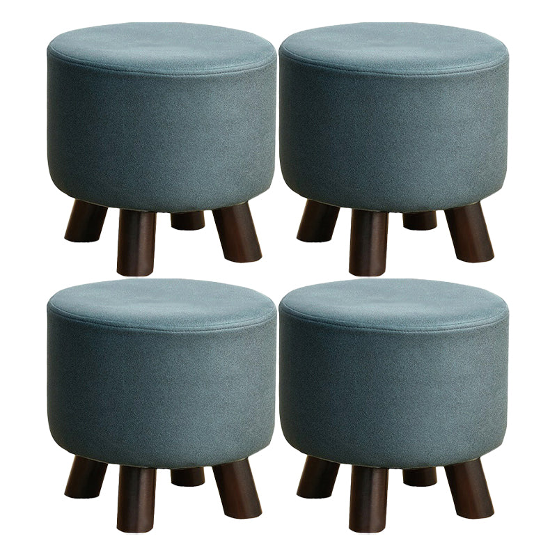Mid-Century Modern Pouf Ottoman PU Leather Upholstered Solid Color Square Ottoman