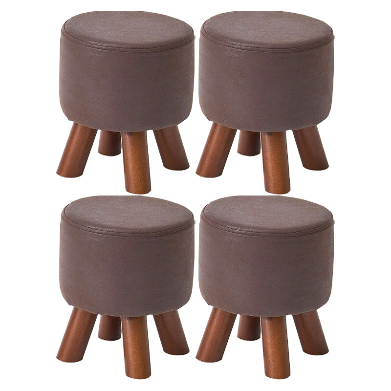 Mid-Century Modern Pouf Ottoman PU Leather Upholstered Solid Color Square Ottoman