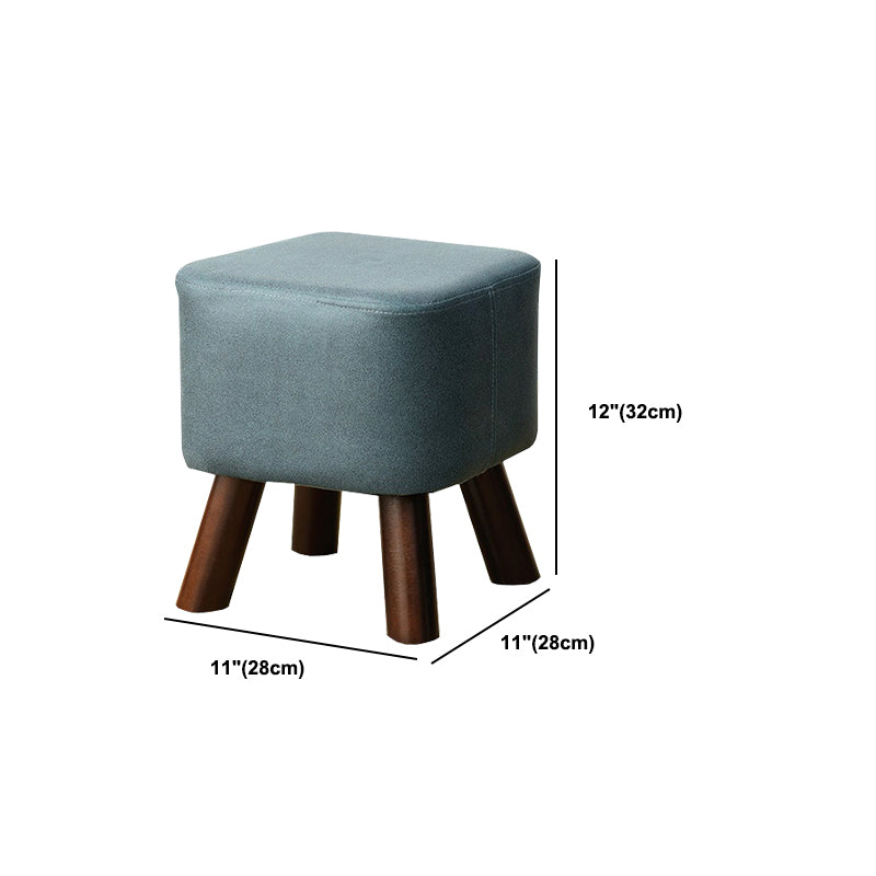Mid-Century Modern Pouf Ottoman PU Leather Upholstered Solid Color Square Ottoman
