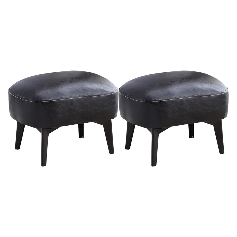 Modern Plain Chair Ottoman PU Leather Rectangle Stain Resistant Footstool Ottoman