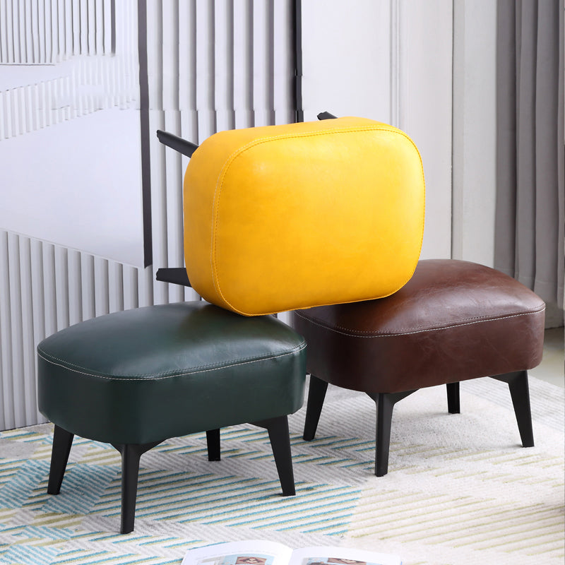 Modern Plain Chair Ottoman PU Leather Rectangle Stain Resistant Footstool Ottoman