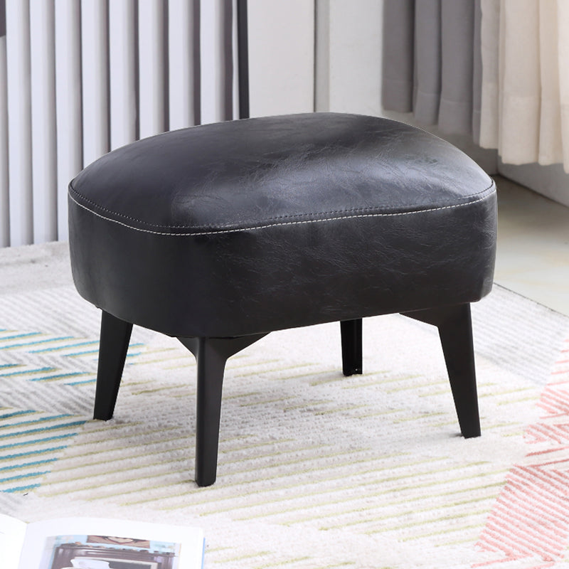 Modern Plain Chair Ottoman PU Leather Rectangle Stain Resistant Footstool Ottoman