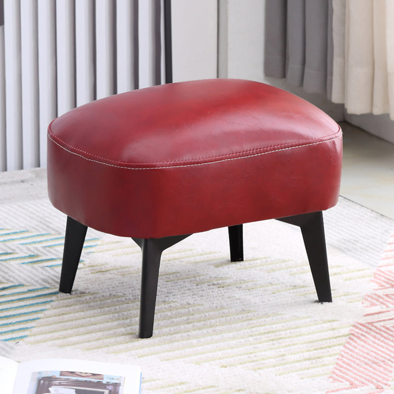 Modern Plain Chair Ottoman PU Leather Rectangle Stain Resistant Footstool Ottoman