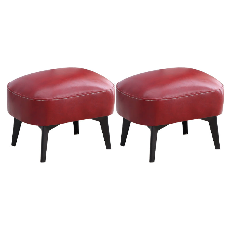 Modern Plain Chair Ottoman PU Leather Rectangle Stain Resistant Footstool Ottoman