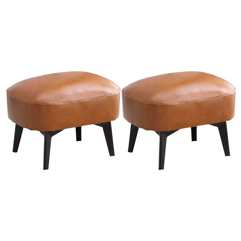 Modern Plain Chair Ottoman PU Leather Rectangle Stain Resistant Footstool Ottoman