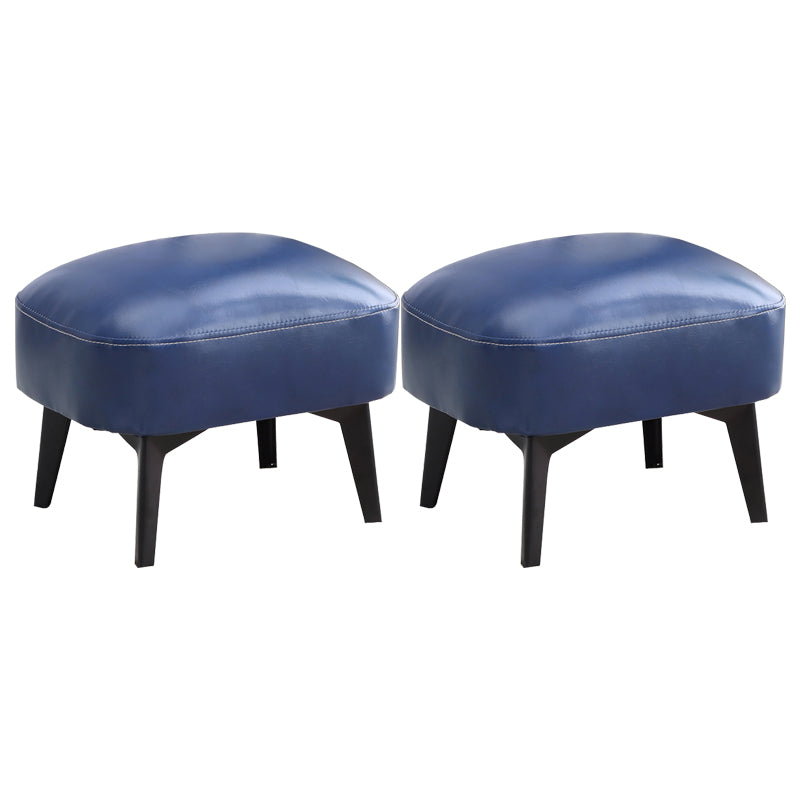 Modern Plain Chair Ottoman PU Leather Rectangle Stain Resistant Footstool Ottoman