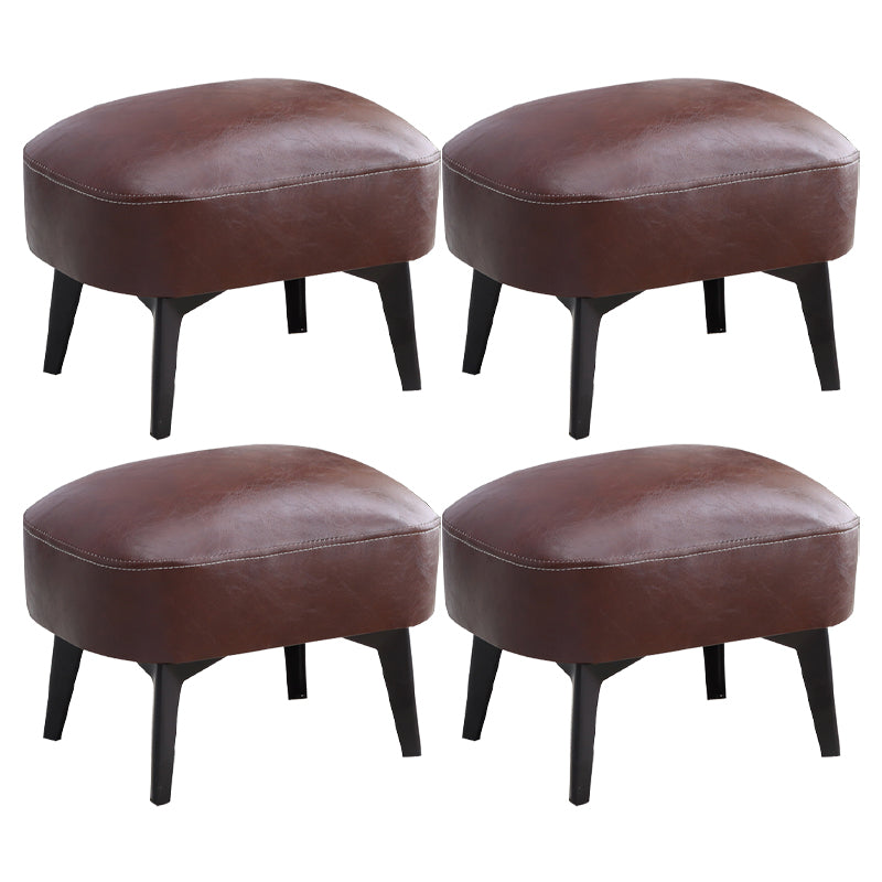 Modern Plain Chair Ottoman PU Leather Rectangle Stain Resistant Footstool Ottoman