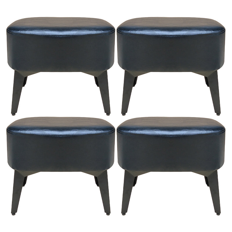 Modern Plain Chair Ottoman PU Leather Rectangle Stain Resistant Footstool Ottoman