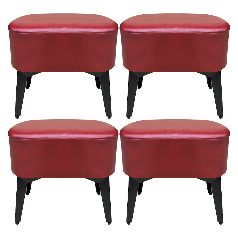 Modern Plain Chair Ottoman PU Leather Rectangle Stain Resistant Footstool Ottoman