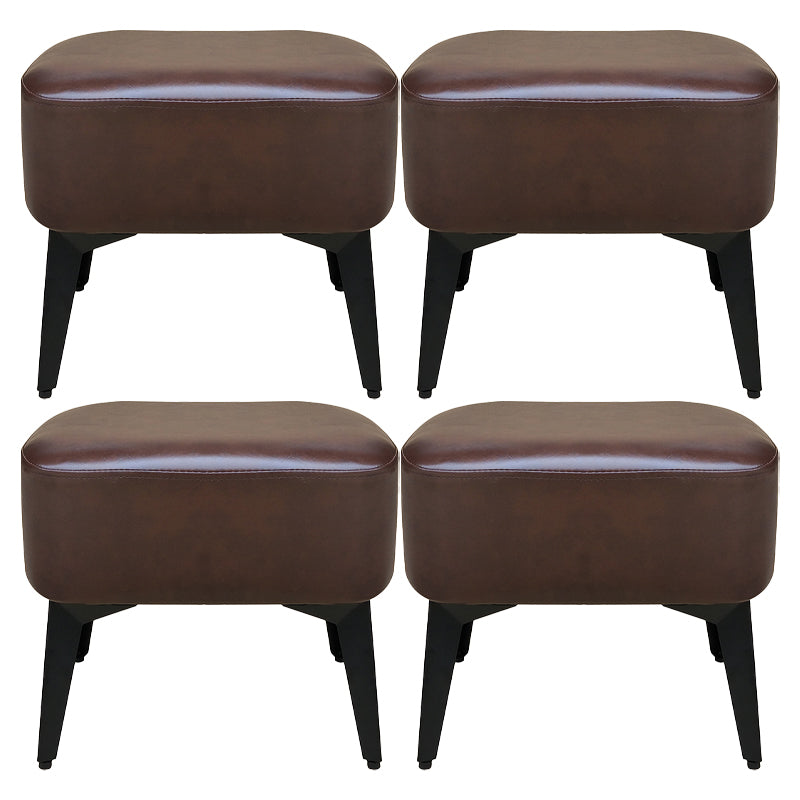 Modern Plain Chair Ottoman PU Leather Rectangle Stain Resistant Footstool Ottoman