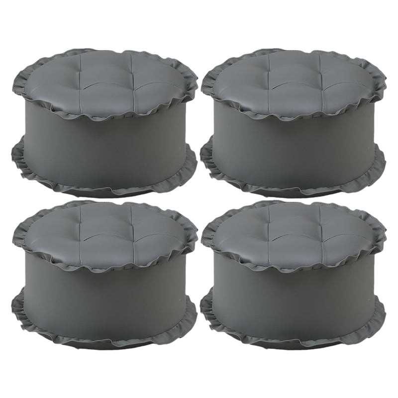 Modern Brown Water Resistant Pouf Lace Round Pouf for Living Room