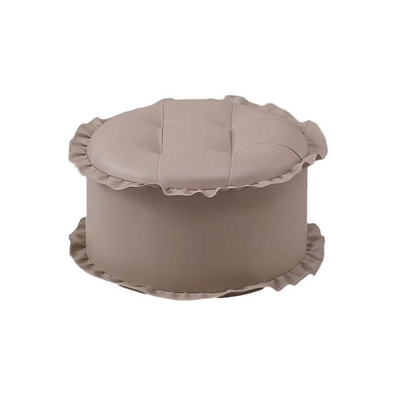 Modern Brown Water Resistant Pouf Lace Round Pouf for Living Room