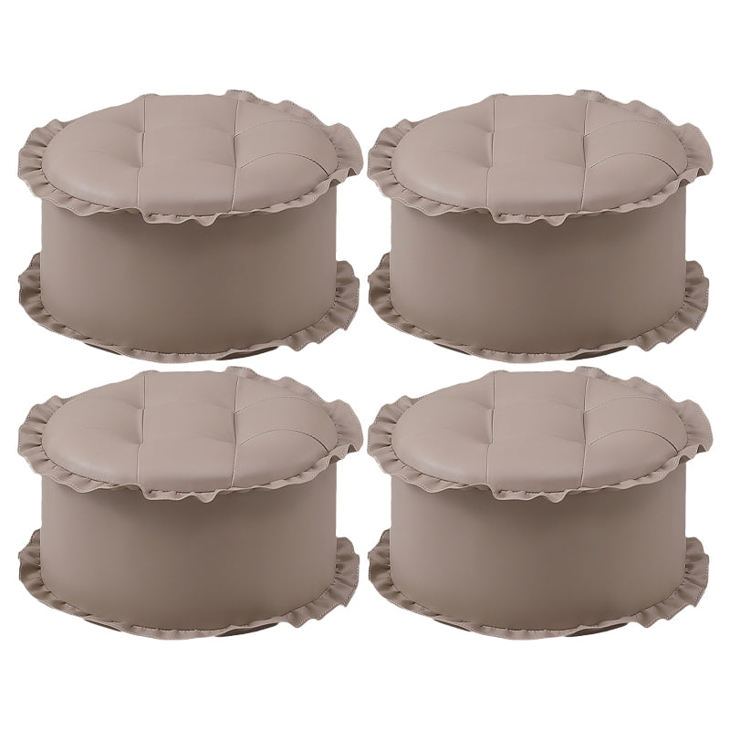 Modern Brown Water Resistant Pouf Lace Round Pouf for Living Room