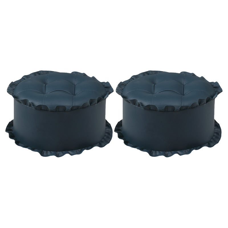 Modern Brown Water Resistant Pouf Lace Round Pouf for Living Room