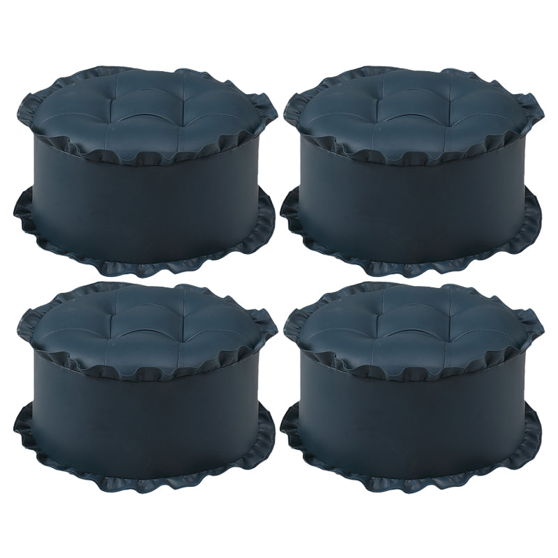 Modern Brown Water Resistant Pouf Lace Round Pouf for Living Room