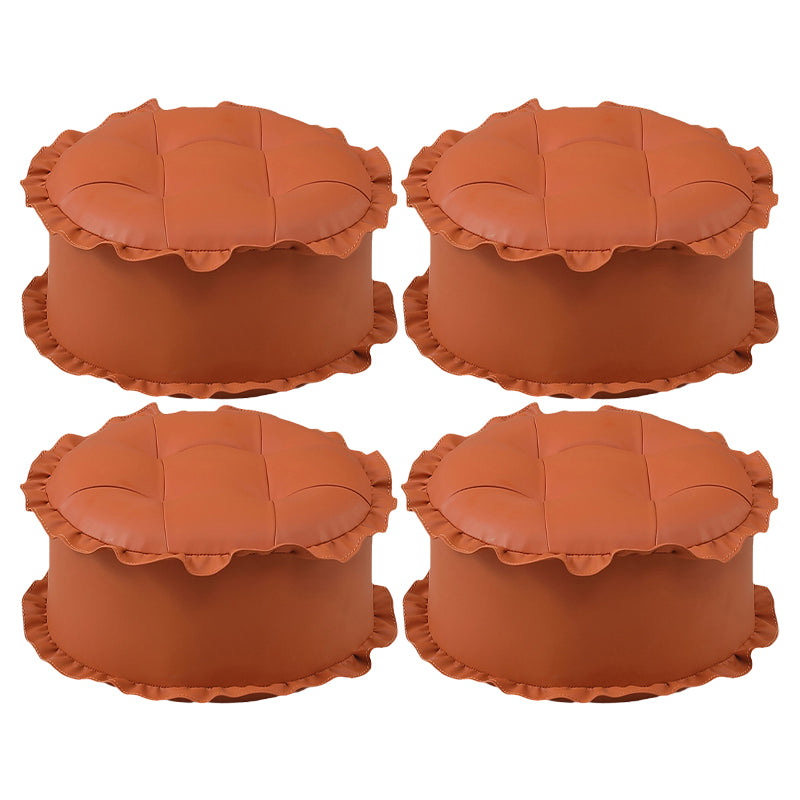 Modern Brown Water Resistant Pouf Lace Round Pouf for Living Room