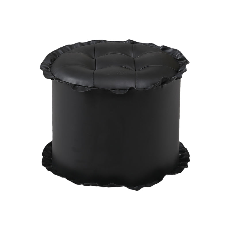 Modern Brown Water Resistant Pouf Lace Round Pouf for Living Room