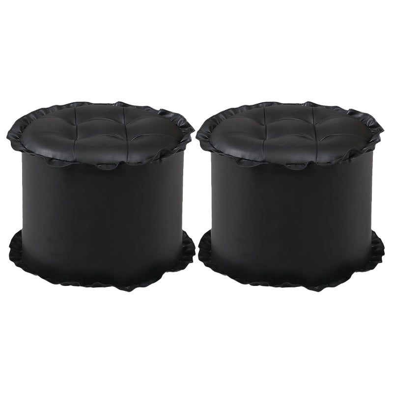 Modern Brown Water Resistant Pouf Lace Round Pouf for Living Room