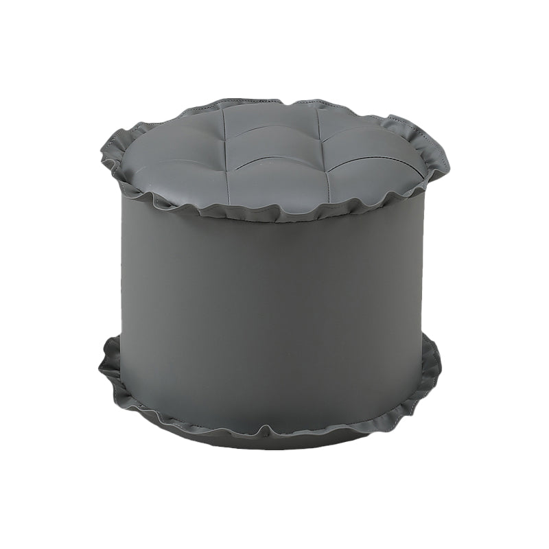 Modern Brown Water Resistant Pouf Lace Round Pouf for Living Room