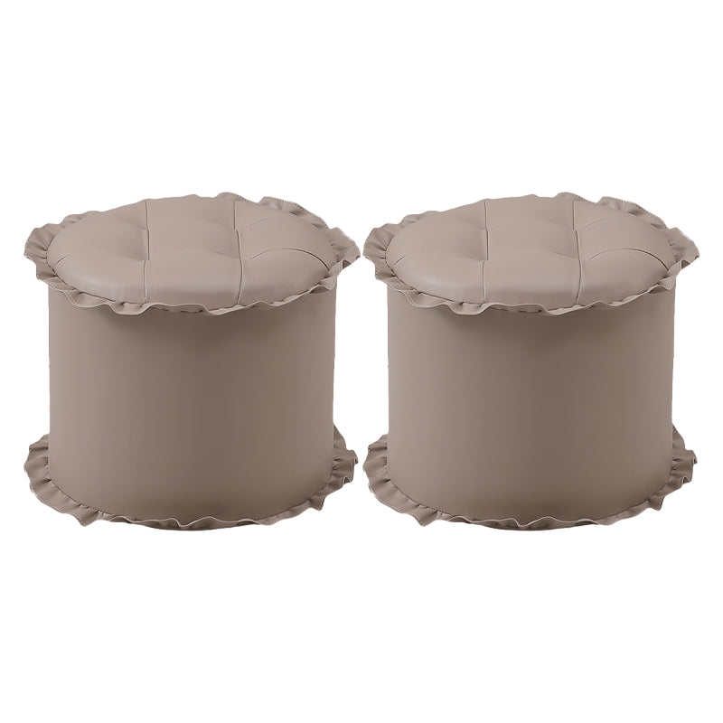 Modern Brown Water Resistant Pouf Lace Round Pouf for Living Room