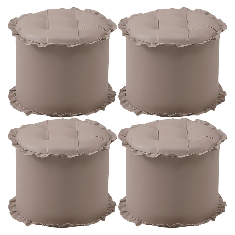Modern Brown Water Resistant Pouf Lace Round Pouf for Living Room