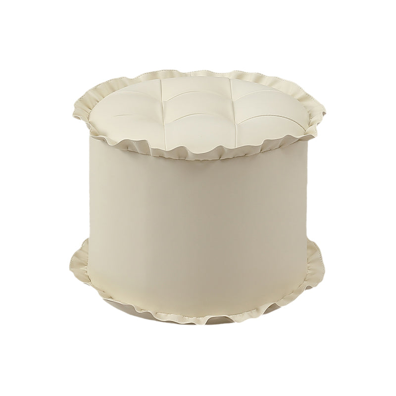 Modern Brown Water Resistant Pouf Lace Round Pouf for Living Room