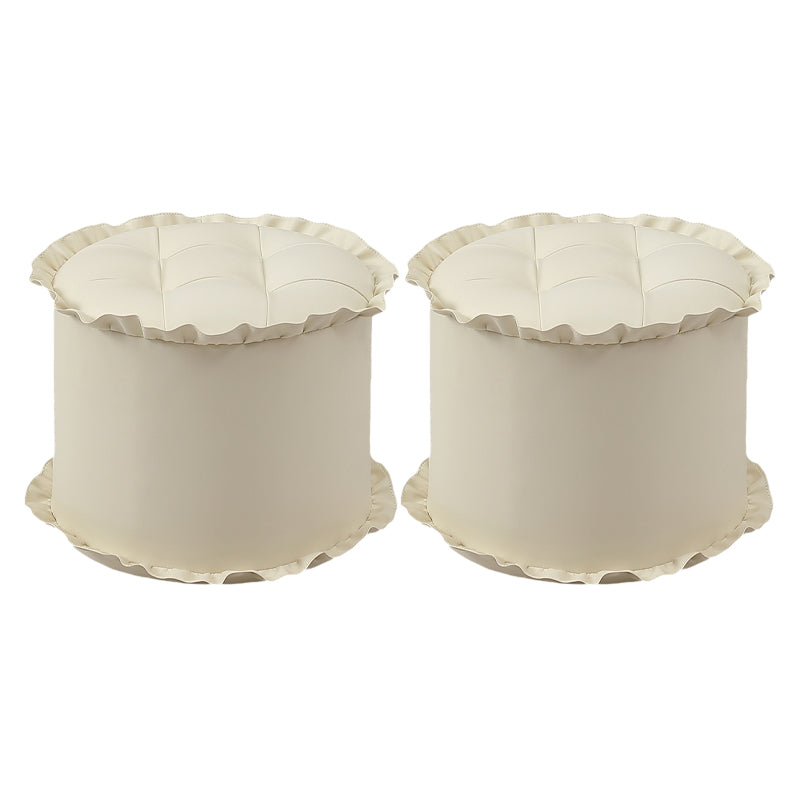 Modern Brown Water Resistant Pouf Lace Round Pouf for Living Room