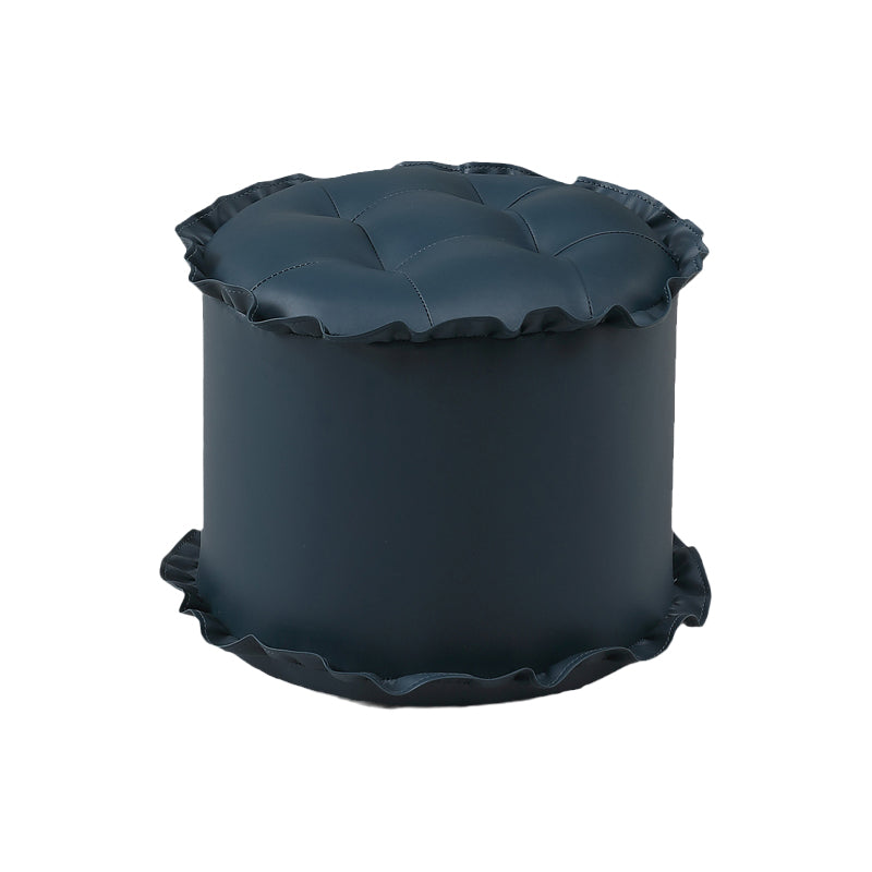 Modern Brown Water Resistant Pouf Lace Round Pouf for Living Room