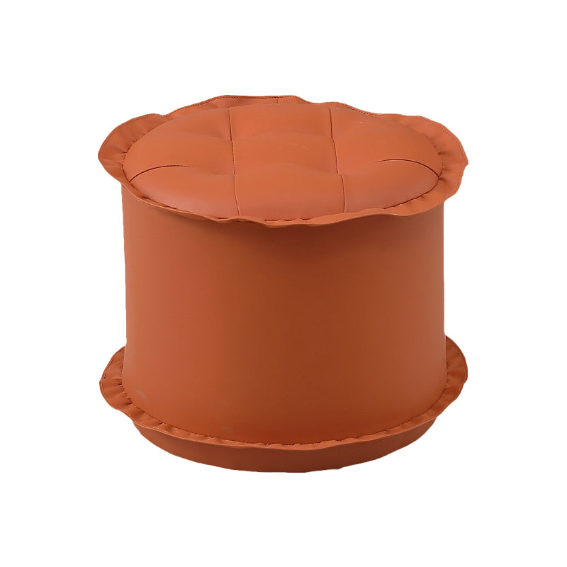 Modern Brown Water Resistant Pouf Lace Round Pouf for Living Room