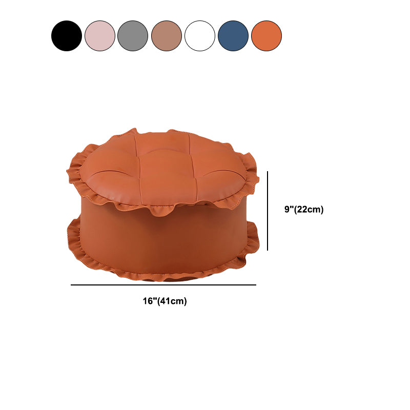 Modern Brown Water Resistant Pouf Lace Round Pouf for Living Room