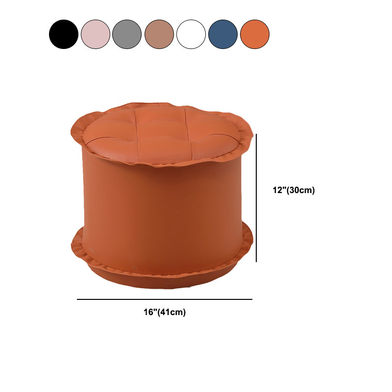 Modern Brown Water Resistant Pouf Lace Round Pouf for Living Room