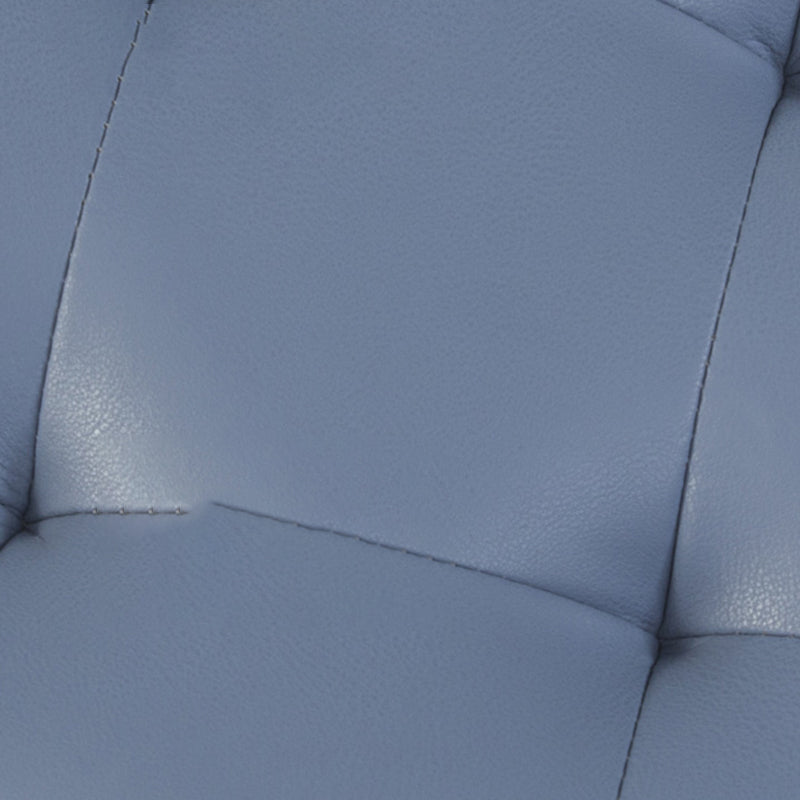 Modern Round Ottoman Solid Color Genuine Leather Tufted Pouf Ottoman