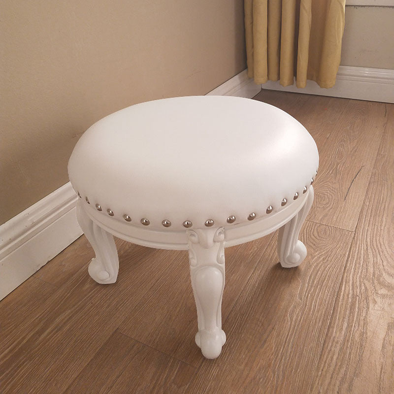 Mid-Century Modern Plain Pouf PU Leather Round Water Resistant Chair Ottoman