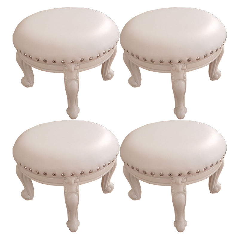 Mid-Century Modern Plain Pouf PU Leather Round Water Resistant Chair Ottoman