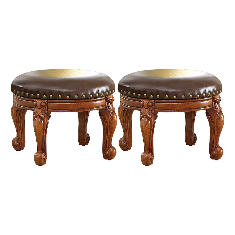 Mid-Century Modern Plain Pouf PU Leather Round Water Resistant Chair Ottoman