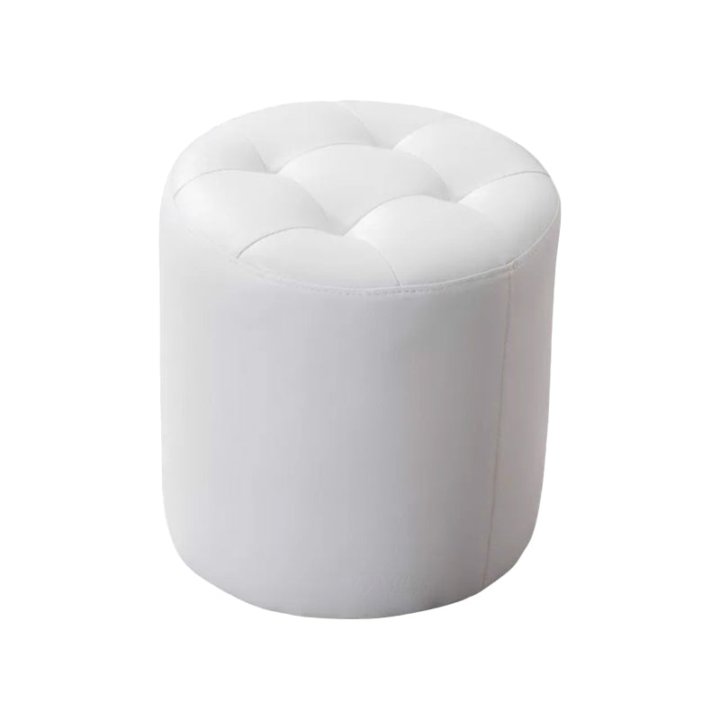 Mid-Century Tufted Ottoman Solid Color Water Resistant Genuine Leather Ottoman