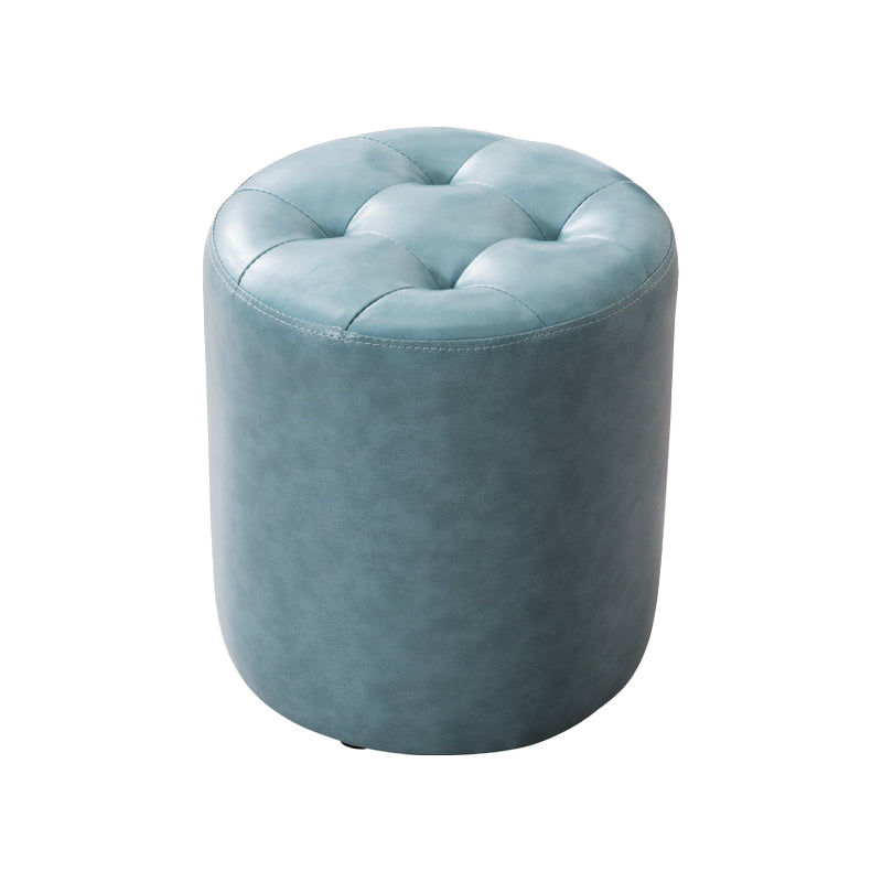 Mid-Century Tufted Ottoman Solid Color Water Resistant Genuine Leather Ottoman