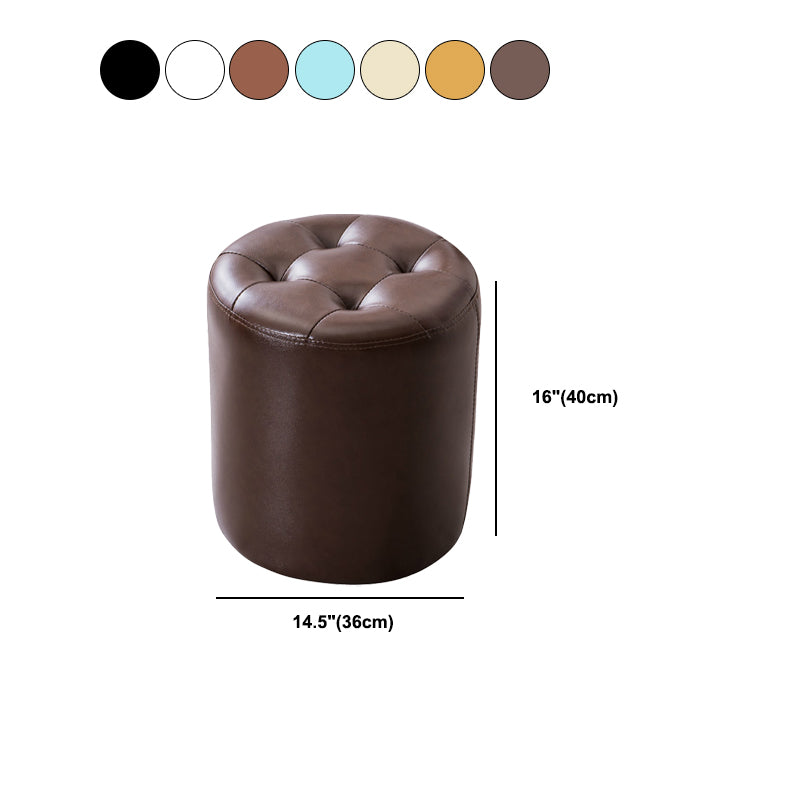 Mid-Century Tufted Ottoman Solid Color Water Resistant Genuine Leather Ottoman