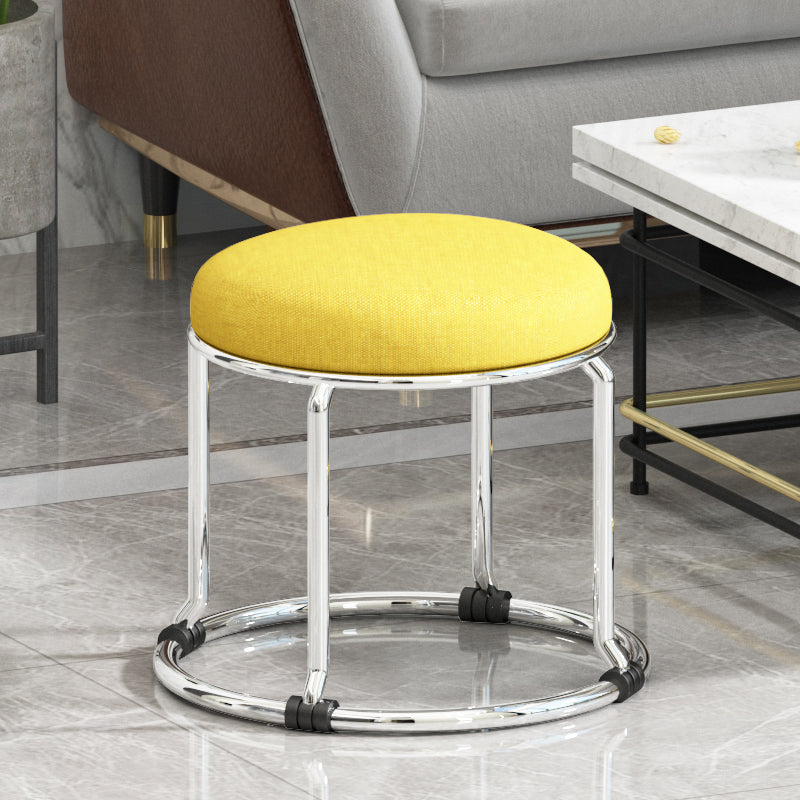 Standard Ottoman Fade Resistant Cotton Blend Glam Round Solid Color Ottoman