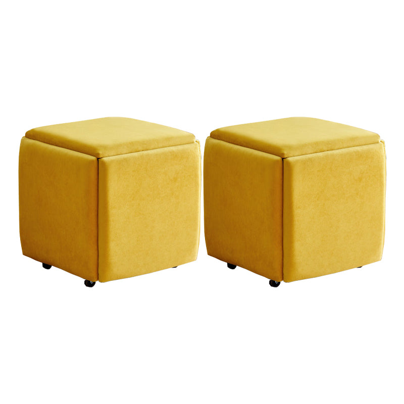 Modern Plain Boucle Ottoman Velvet Square with Storage Target Pouf