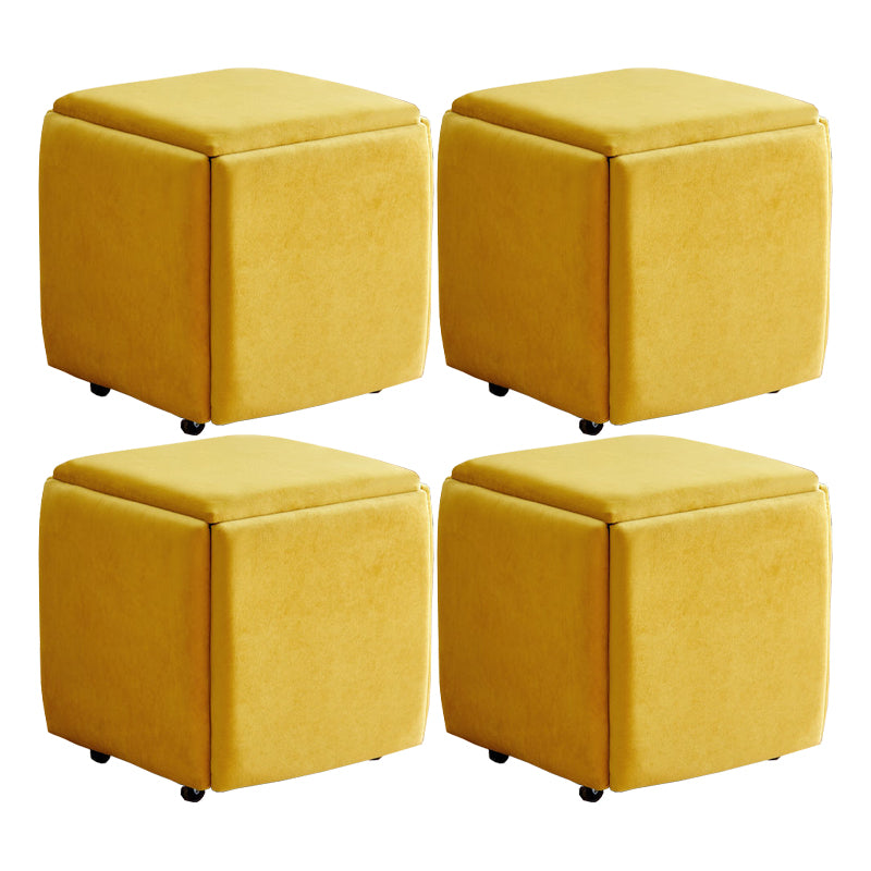 Modern Plain Boucle Ottoman Velvet Square with Storage Target Pouf