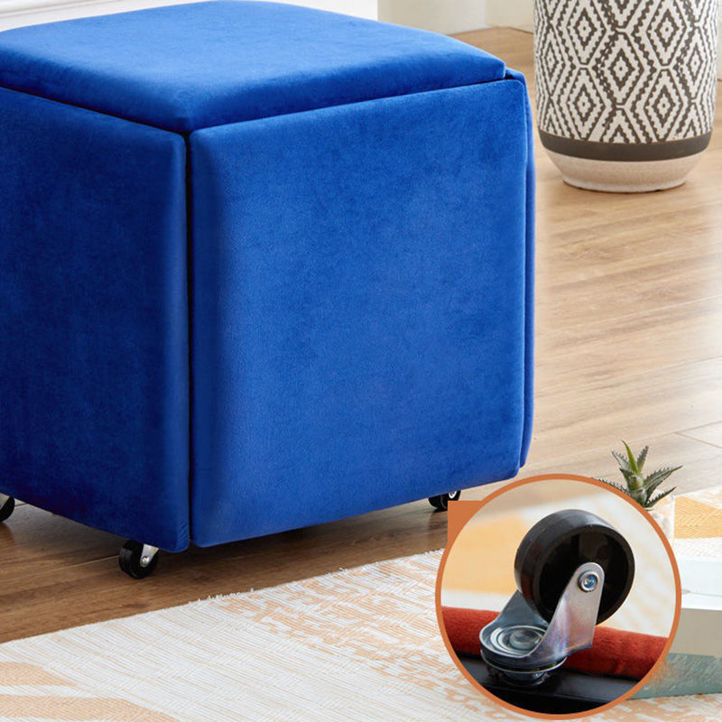 Modern Plain Boucle Ottoman Velvet Square with Storage Target Pouf