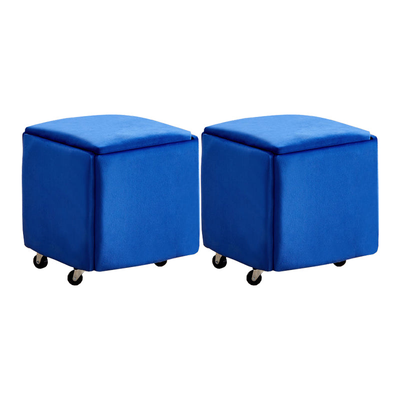 Modern Plain Boucle Ottoman Velvet Square with Storage Target Pouf