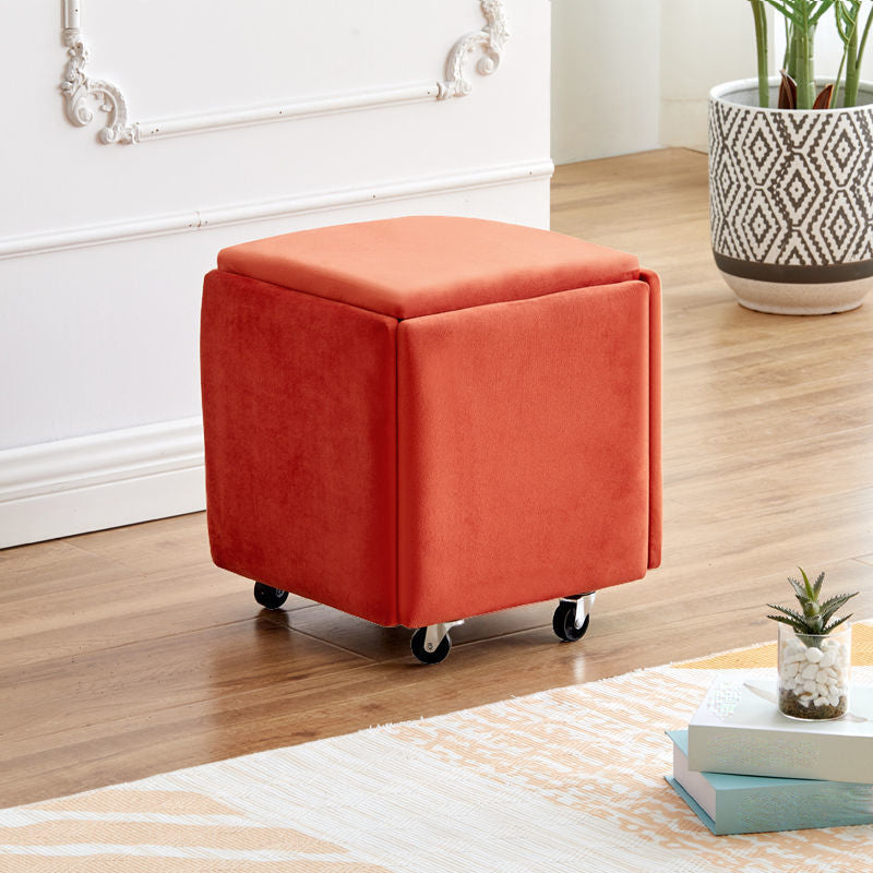 Modern Plain Boucle Ottoman Velvet Square with Storage Target Pouf