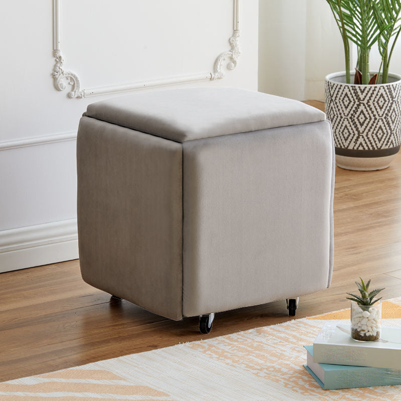 Modern Plain Boucle Ottoman Velvet Square with Storage Target Pouf