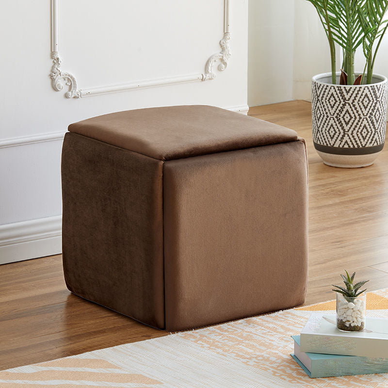 Modern Plain Boucle Ottoman Velvet Square with Storage Target Pouf