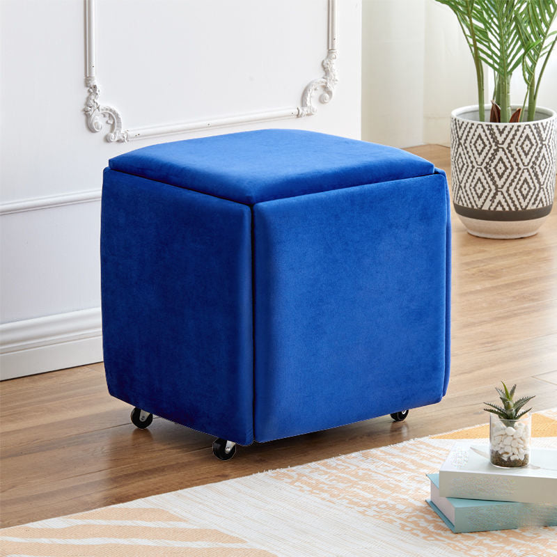 Modern Plain Boucle Ottoman Velvet Square with Storage Target Pouf