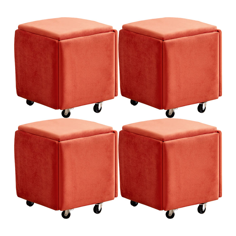 Modern Plain Boucle Ottoman Velvet Square with Storage Target Pouf